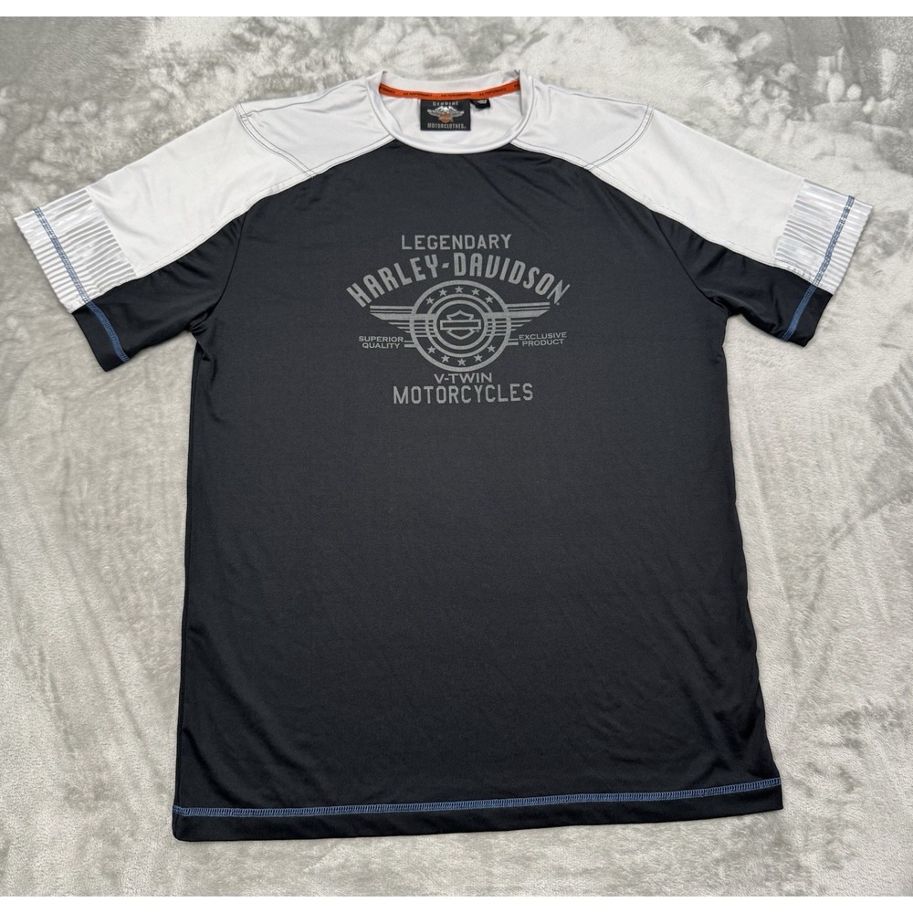 Harley Davidson T-Shirt Mens Medium Black Performance Mechanic Biker Moto Y2K